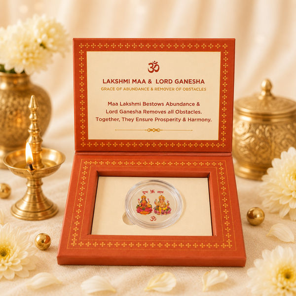 Laxmi Maa & Lord Ganesh  999 silver 1 gm coin gifting hamper