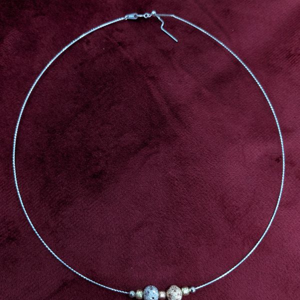 Tri Tone Textured Bead Choker necklace 