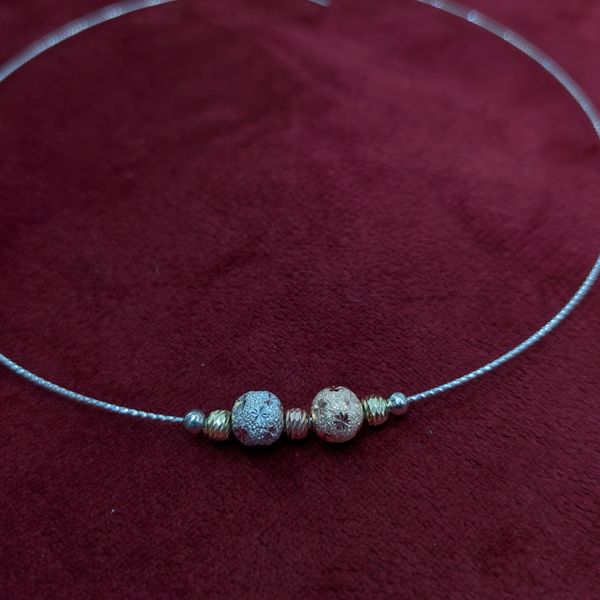 Tri Tone Textured Bead Choker necklace 