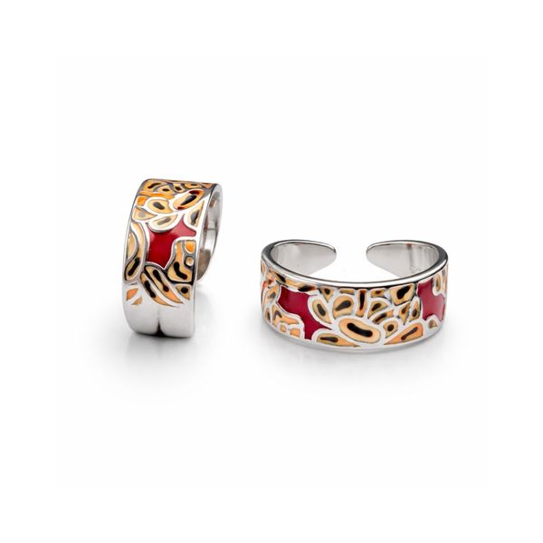 Abstract Red and Gold Enamel Toe Ring Set
