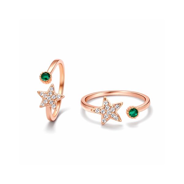 Emerald Star Studded Rose Gold Toe Ring Set