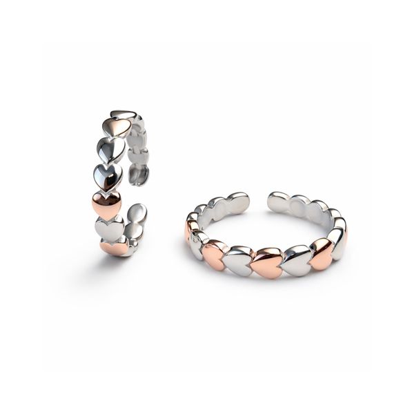 Heart Link Chain Two-Tone Toe Ring Set