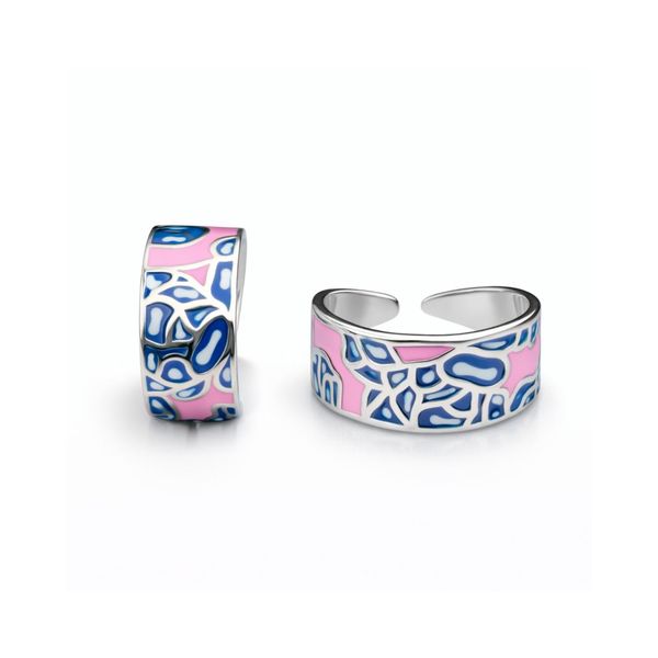 Pastel Camouflage Pattern Enamel Toe Ring Set