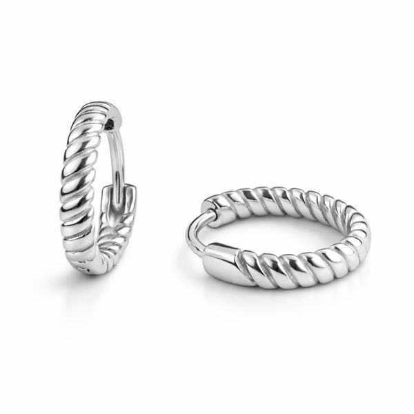 The Modern Grid-Link Silver Hoop