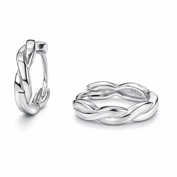 The Urban Ribbed Silver Hoop bali