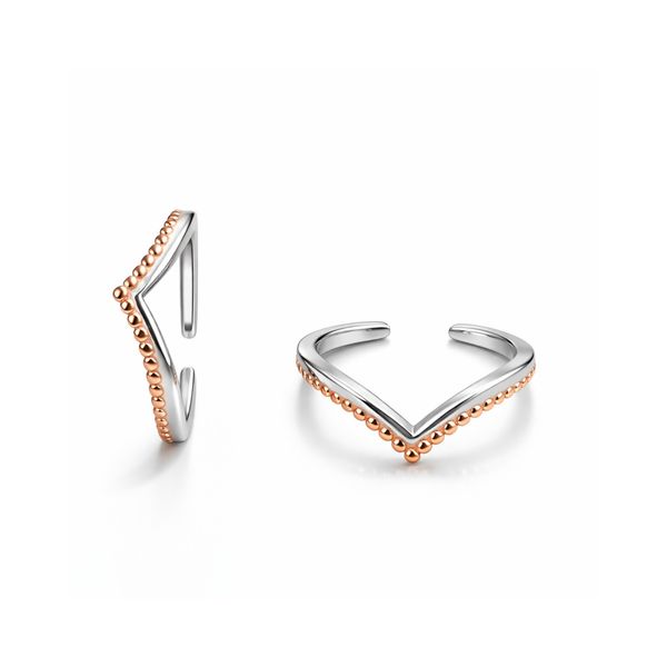 V Two tone Luxus plain Ring