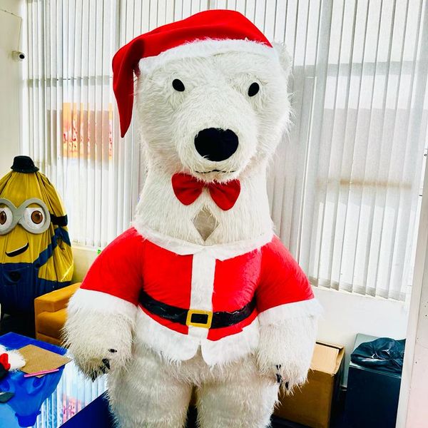 Polar bear Santa Mascot Polar bear Santa Mascot