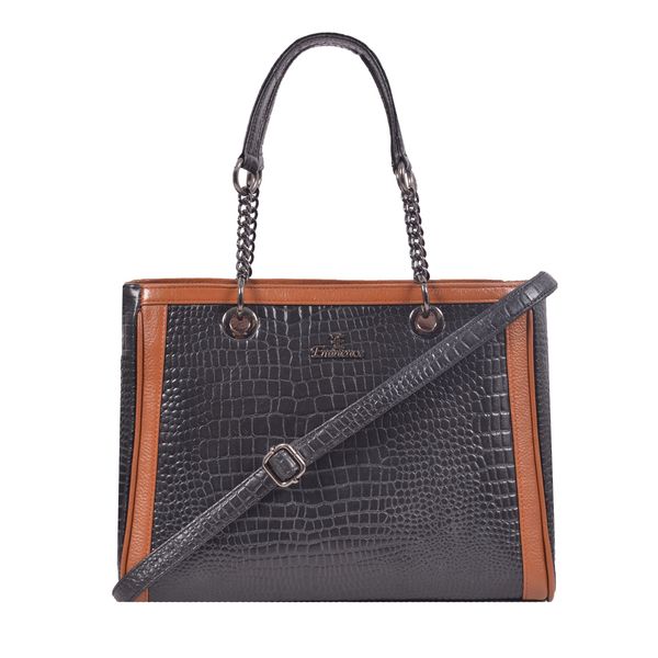 EMINENCE A0499 LEATHER HANDBAG BLACK