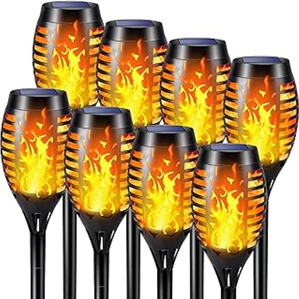 Solar Outdoor Lights - 8 Pack 12 LED Solar Torch Lights 