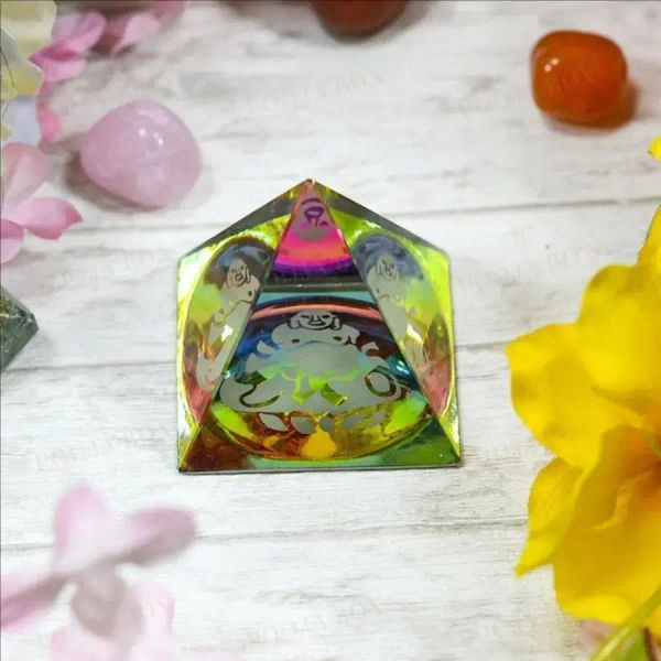 Feng Shui Laughing Buddha Crystal Pyramid
