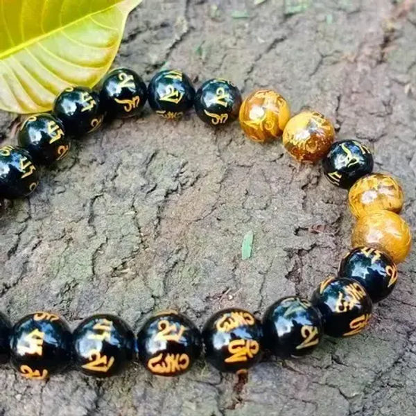 Om Mani Padme Hum Engraved Powerful Black Tourmaline Bracelet Om Mani Padme Hum Engraved Powerful Black Tourmaline Bracelet
