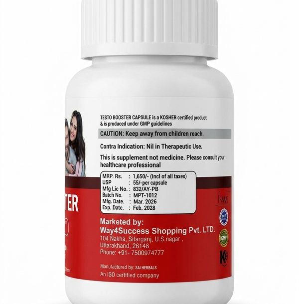 Harb X Testo Booster Capsules for Men Stamina & Energy (30 Caps, 800mg) - 100% Ayurvedic