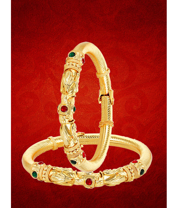 YouBella Stylish Traditional Jewellery Gold Plated Bangle Set for Women (Golden)(6M-YKQF-ZAEZ)