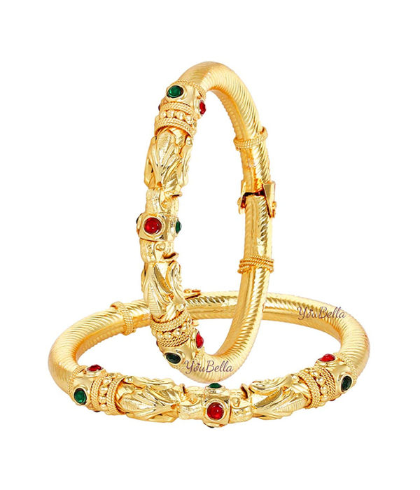 YouBella Stylish Traditional Jewellery Gold Plated Bangle Set for Women (Golden)(6M-YKQF-ZAEZ)