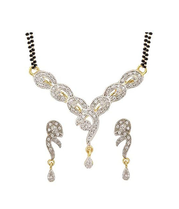 YouBella Women's Pride Collection Combo of Three Designer American Diamond Mangalsutra