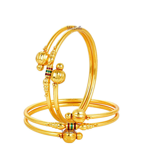 YouBella Designer Gold Plated Jewellery Bangles for Women and Girls - Combo of 4 (2.4)