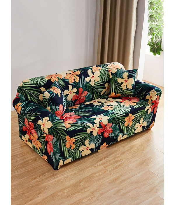 YouBella Universal Sofa Cover Big Elasticity Cover for Couch Flexible Stretch Sofa Slipcover Floral Prints (Multi-Color Floral, 2 Seater)