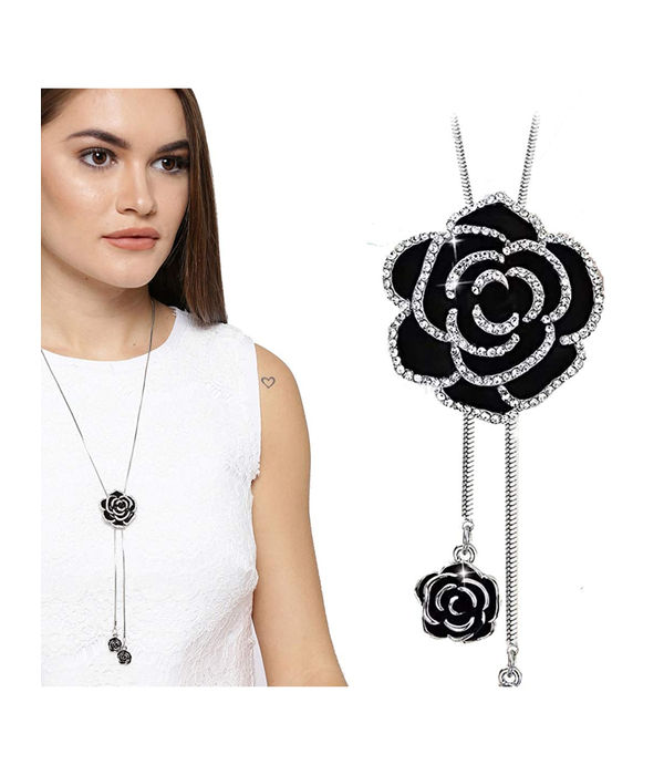 Valentine YouBella Jewellery Combo of Gold Plated Rose Flower and Necklace Chain for Girls/Women