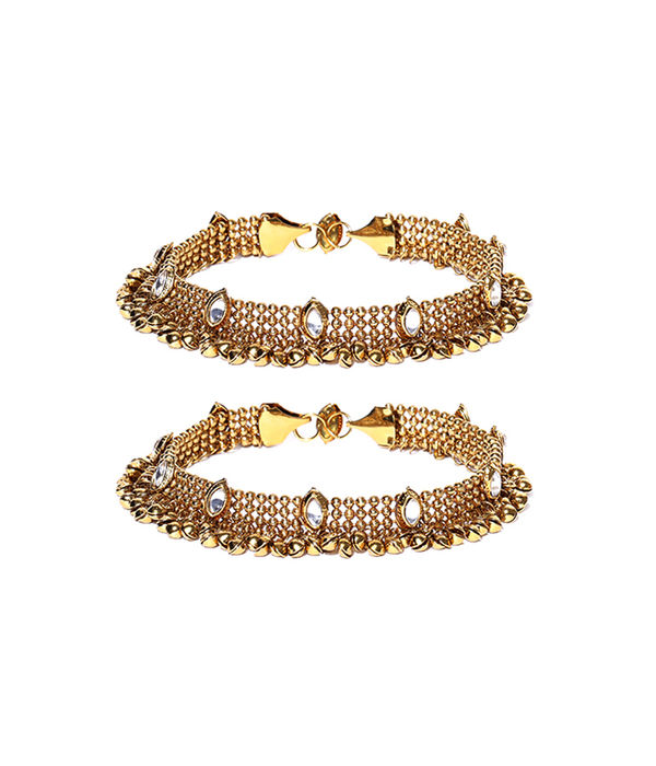 YouBella Gold Plated Copper Strand Stylish Party Wear Anklets for Women and Girls