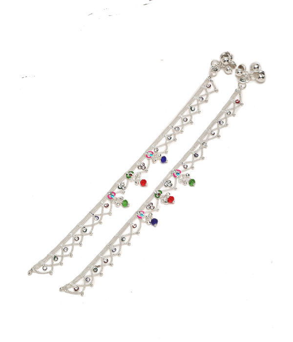 YouBella Jewellery Silver Plated Stylish Handmade Anklets for Girls and Women