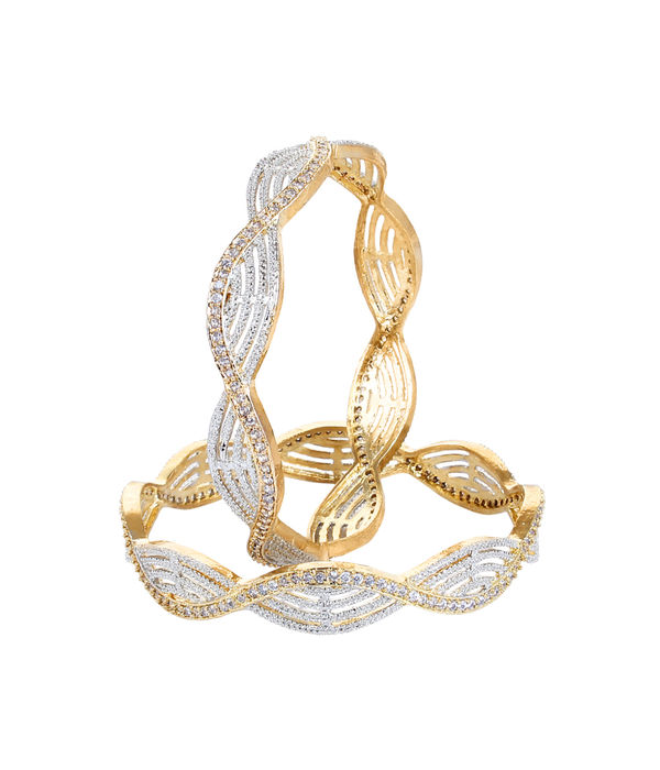 YouBella White, golden American Diamond Gold Plated Jewellery Bangles for Women and Girls (2.4)