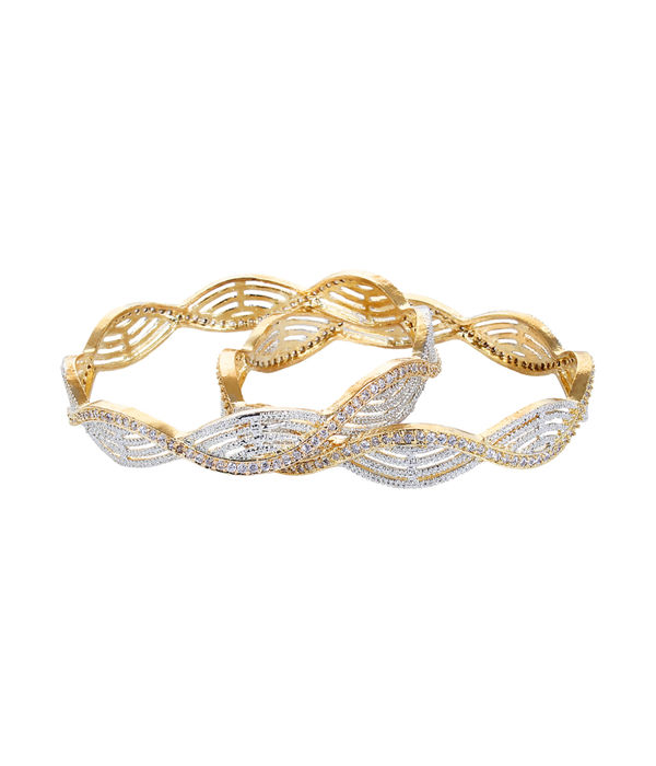 YouBella White, golden American Diamond Gold Plated Jewellery Bangles for Women and Girls (2.4)
