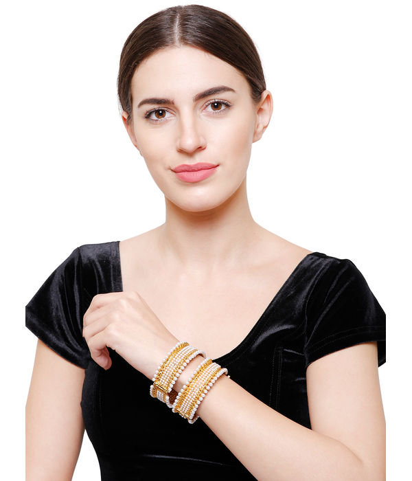 YouBella Stylish Traditional Jewellery Gold Plated and Pearl Bangle Set for Women (Golden)(YBBN_91053E)