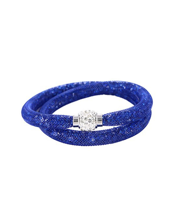 Best Valentine Gifts : YouBella Jewellery Stardust Crystal Bangle Bracelet Cum Necklace for Women and Girls (Blue)