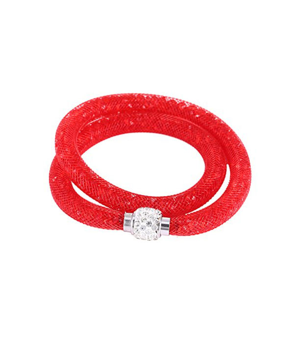 Best Valentine Gifts : YouBella Jewellery Stardust Crystal Bangle Bracelet Cum Necklace for Women and Girls (Red)