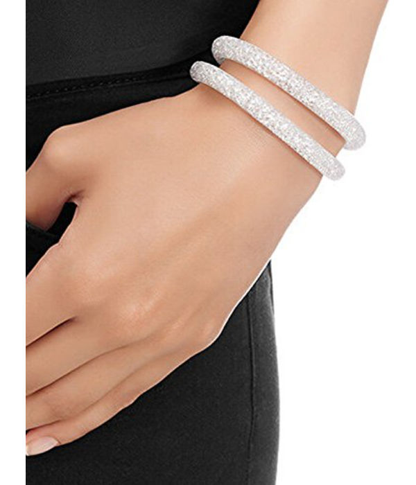 Best Valentine Gifts : YouBella Jewellery Stardust Crystal Bangle Bracelet Cum Necklace for Women and Girls (White)