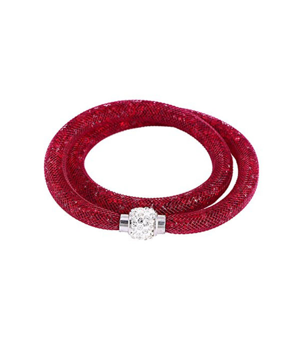Best Valentine Gifts : YouBella Jewellery Stardust Crystal Bangle Bracelet Cum Necklace for Women and Girls (Maroon)