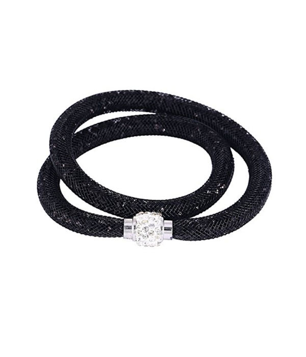 Best Valentine Gifts : YouBella Jewellery Stardust Crystal Bangle Bracelet Cum Necklace for Women and Girls (Black)