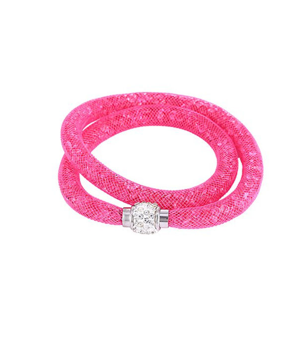 Best Valentine Gifts : YouBella Jewellery Stardust Crystal Bangle Bracelet Cum Necklace for Women and Girls (Pink)