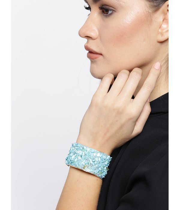 YouBella Blue Crystal Beads Studded Kada for Women