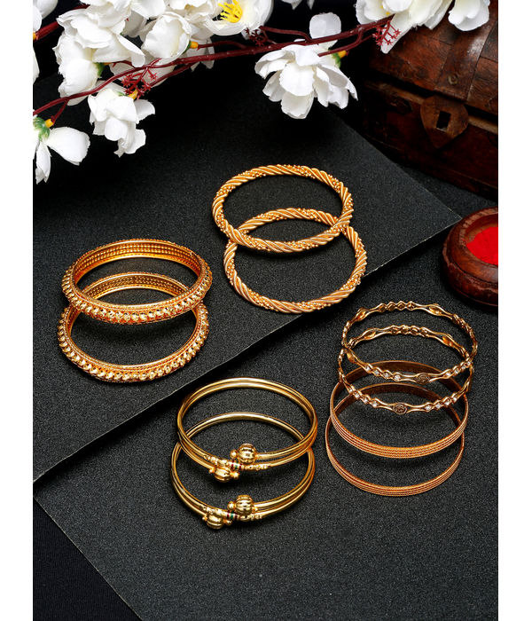 YouBella Stylish Traditional Jewellery Gold Plated Bangle Set for Women (Golden)(YBBN_91144_2.4)