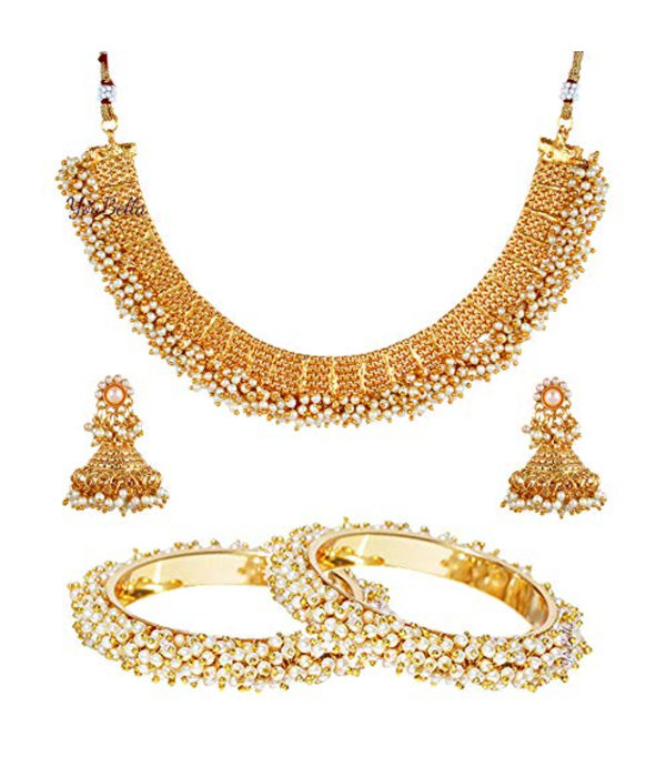 Best Valentine Gift : YouBella Jewellery Valentine Collection Combo of Bangle and Neckalce Set for Girls and Women (2.8)