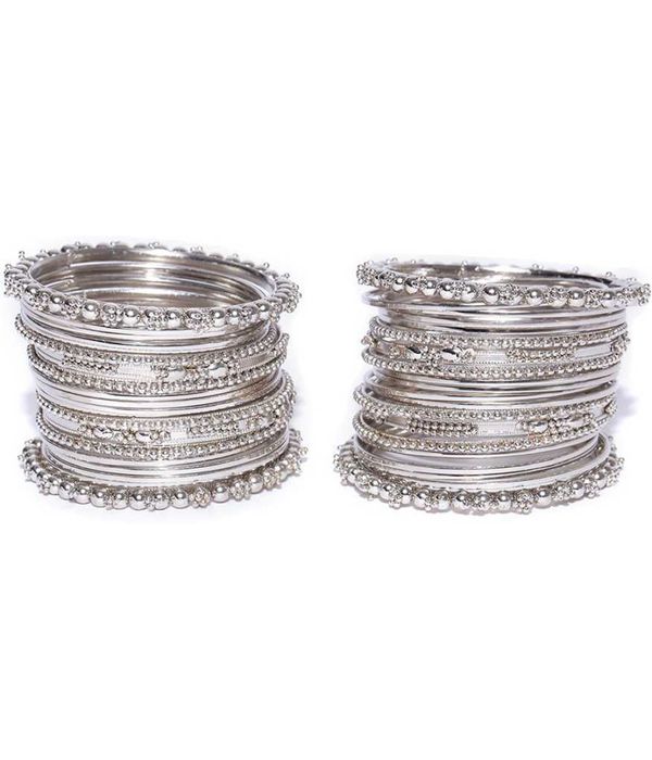 YouBella Stylish Traditional Jewellery Silver Plated Bangle Set for Women (Silver)(YBBN_91391_2.4)