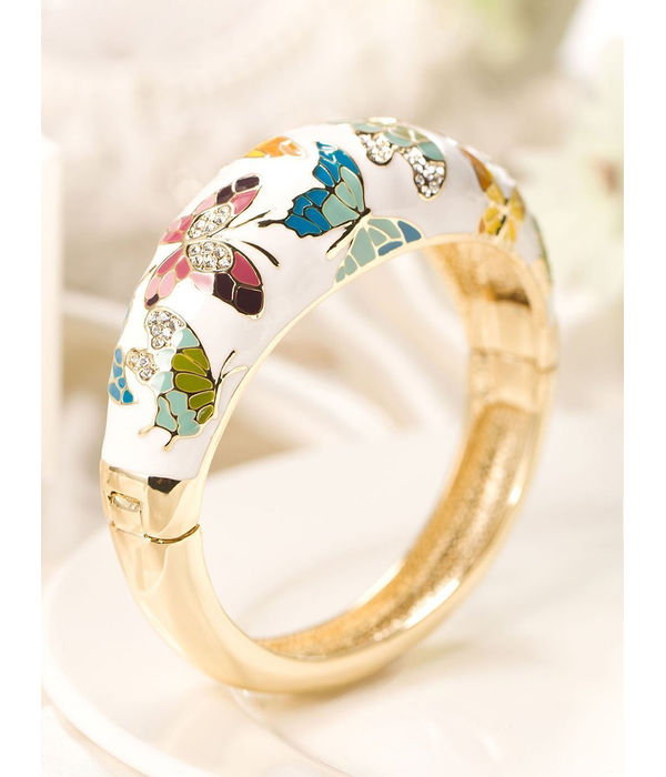 YouBella Fashion Jewellery Golden Enamel Crystal Bracelets Bangle for Women