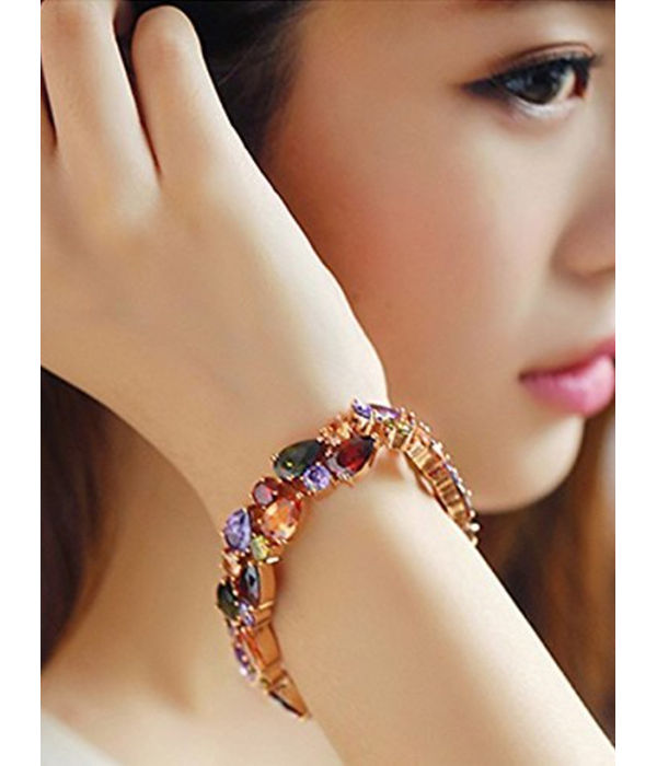 YouBella Zircon Rose Gold Crystal Bracelet Bangle for Women