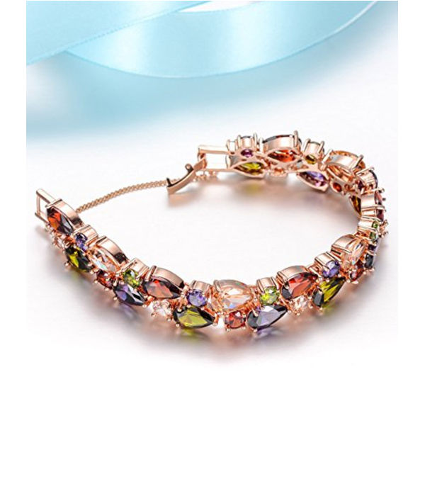 YouBella Zircon Rose Gold Crystal Bracelet Bangle for Women