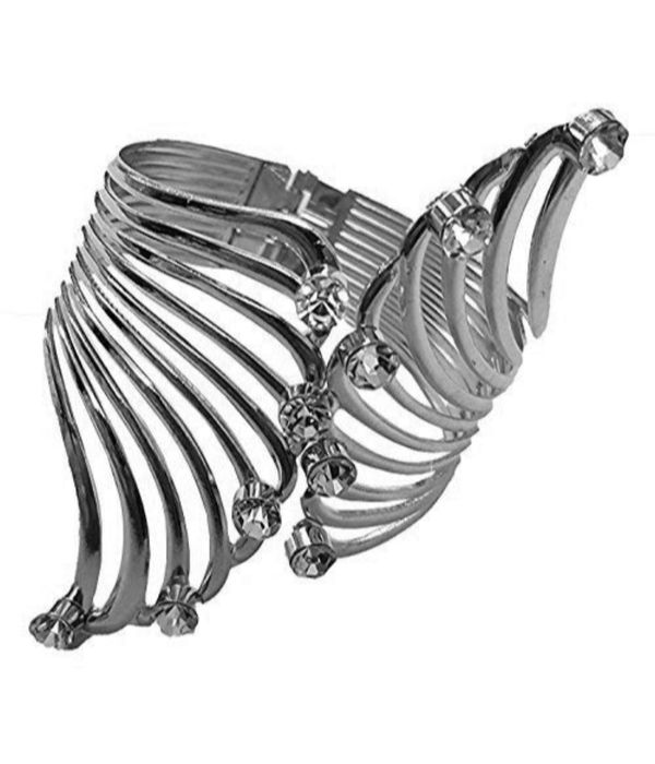 YouBella Jewellery Fancy Bangle Bracelet for Women (Black-Silver Combo)
