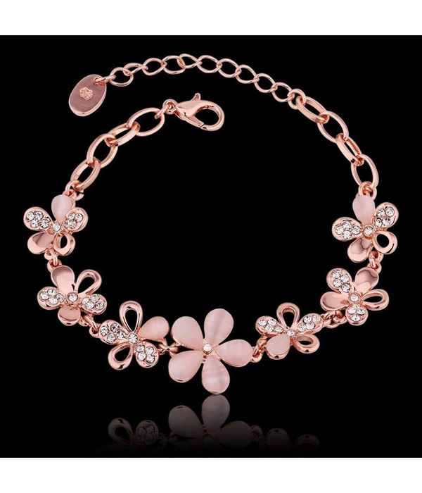 YouBella Rose Gold Crystal Gold plated Floral Bracelets for Women Girls