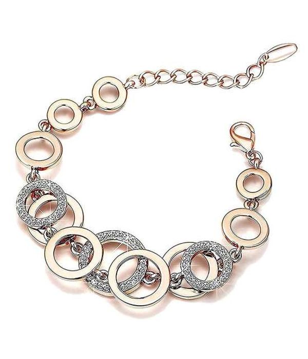 YouBella Rose Gold Crystal Gold plated Floral Bracelets for Women Girls