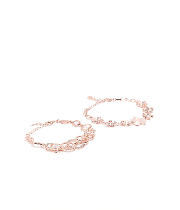 YouBella Rose Gold Crystal Gold plated Floral Bracelets for Women Girls