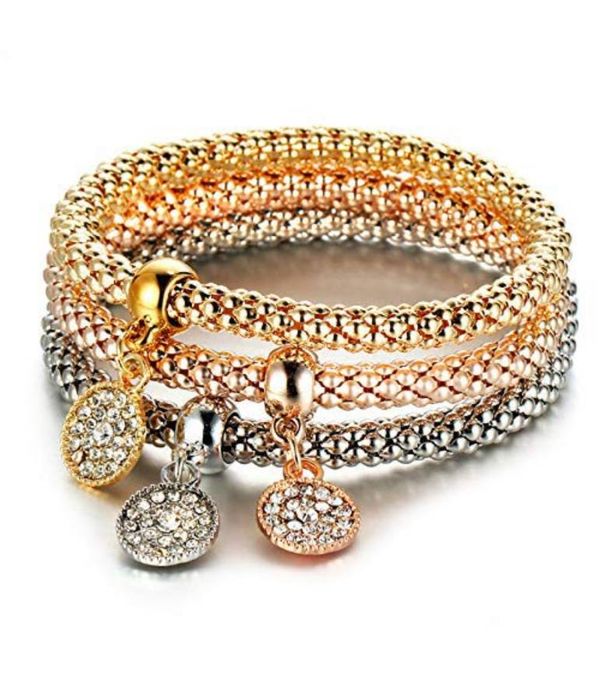YouBella Jewellery Silver and Rose Gold Crystal Bracelet Bangle Jewellery for Girls and Women (Style - 6)