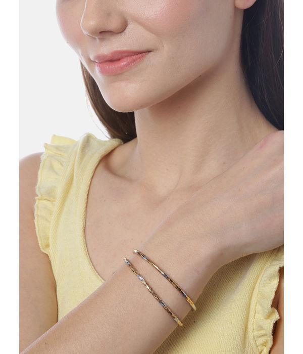 YouBella Women Set of 2 Printed Stone Studded Link Bracelets