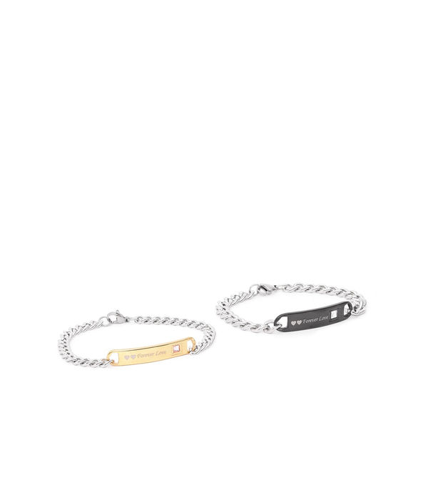 YouBella Unisex Set of 2 Printed Stone Studded Couple Link Bracelets