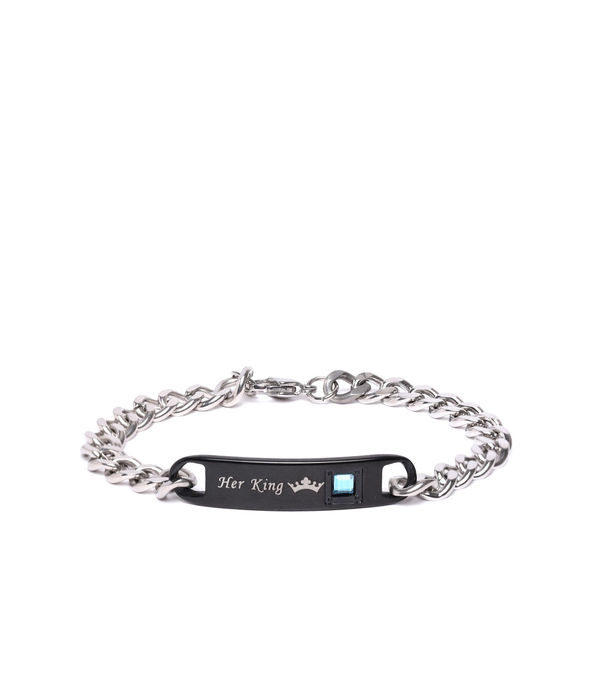 YouBella Blue Silver-Plated Stone-Studded Link Bracelet