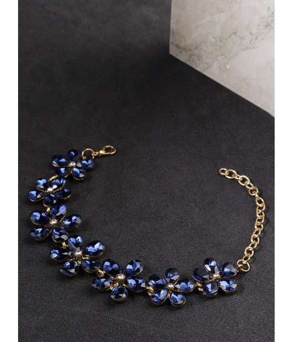 YouBella Blue Gold Plated Stylish Latest Crystal Bracelet Bangle Jewellery for Girls and Women