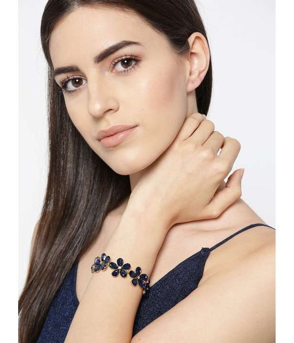 YouBella Blue Gold Plated Stylish Latest Crystal Bracelet Bangle Jewellery for Girls and Women